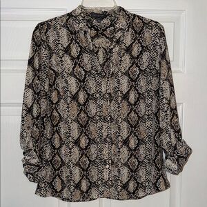 The Limited Snake Print Blouse - Black and Tan